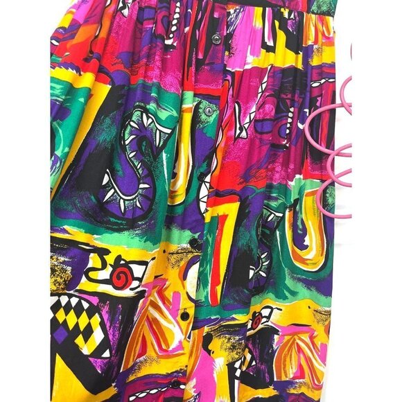 Vintage Groovy Bright Funky Print Abstract Skirt USA MADE Ladies Size M/L - Picture 3 of 6